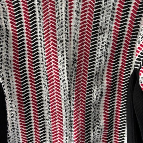 Chicos 3 XL Red Black White Herringbone Asymmetrical Zip Jacket Contemporary Art - Picture 9 of 10